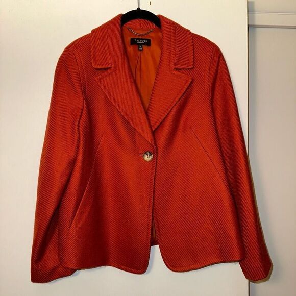 Talbots Women’s Single Button Blazer Wool Blend Burnt Orange Size 14 - Picture 1 of 10